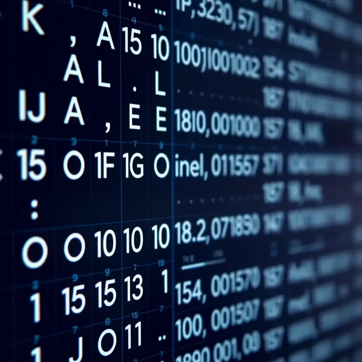 Chart showing ASCII characters aligned with their binary code equivalents