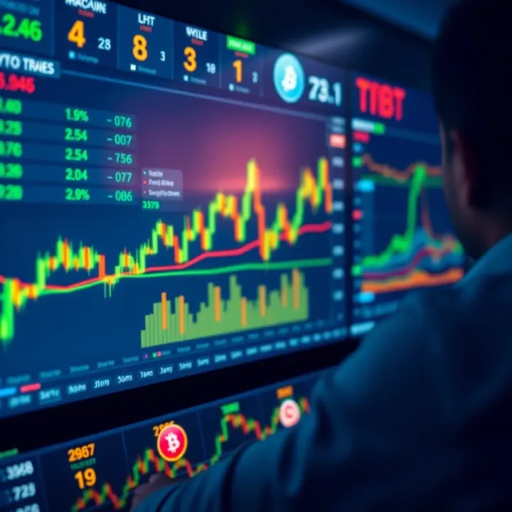 Dashboard showcasing various cryptocurrency prices and trading charts