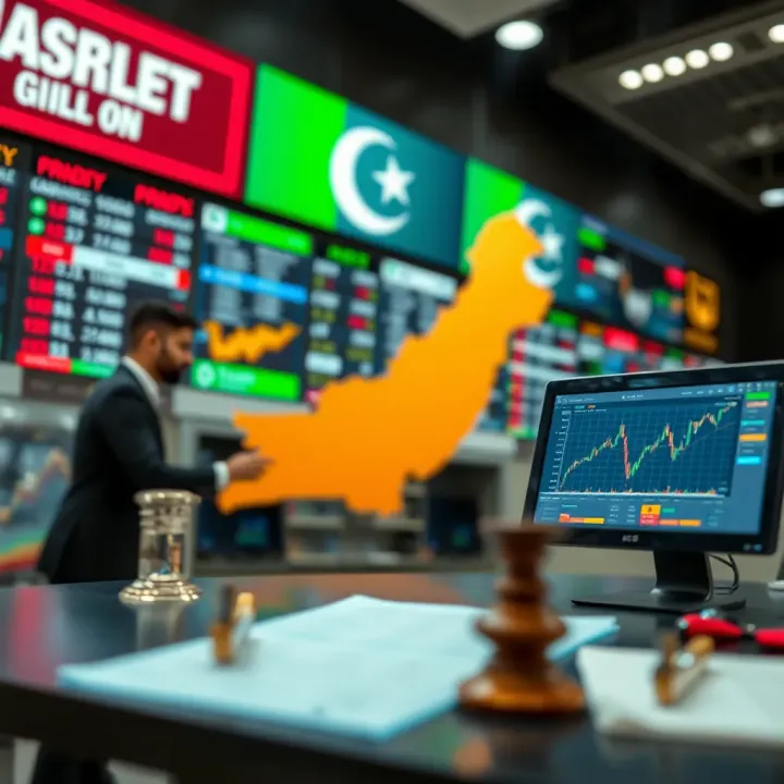 Visual representation of Pakistani financial market with regulatory elements and trading strategies