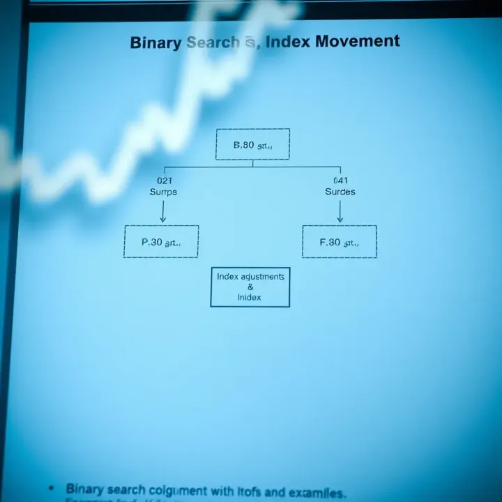 Flowchart Demonstrating Binary Search Logic and Index Movement Diagram illustrating binary search algorithm flow with comparisons and index adjustments