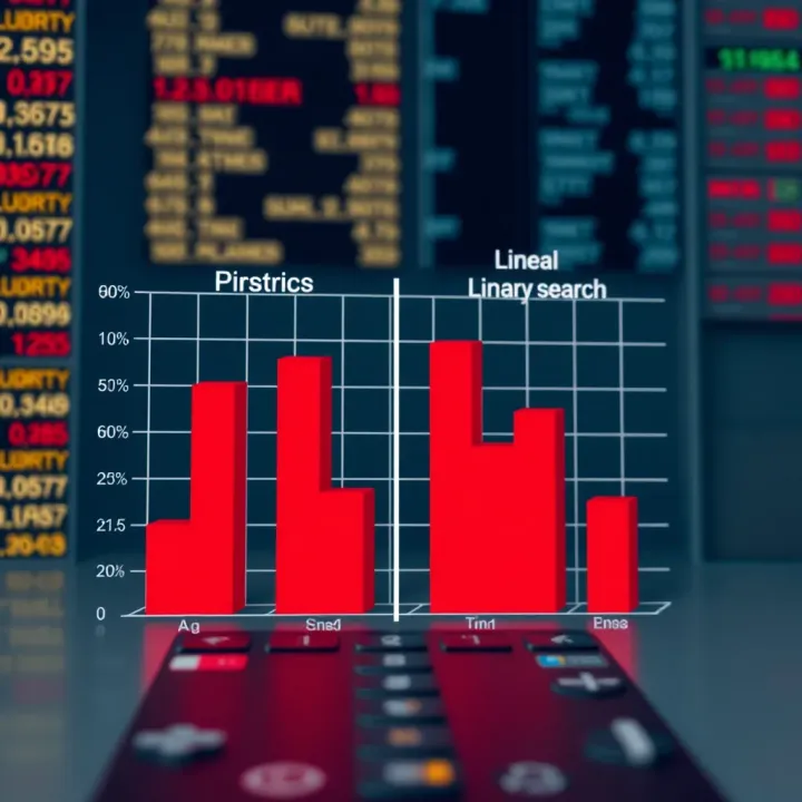Performance Comparison Between Binary Search and Linear Search Comparison chart showing performance metrics of binary search versus linear search methods