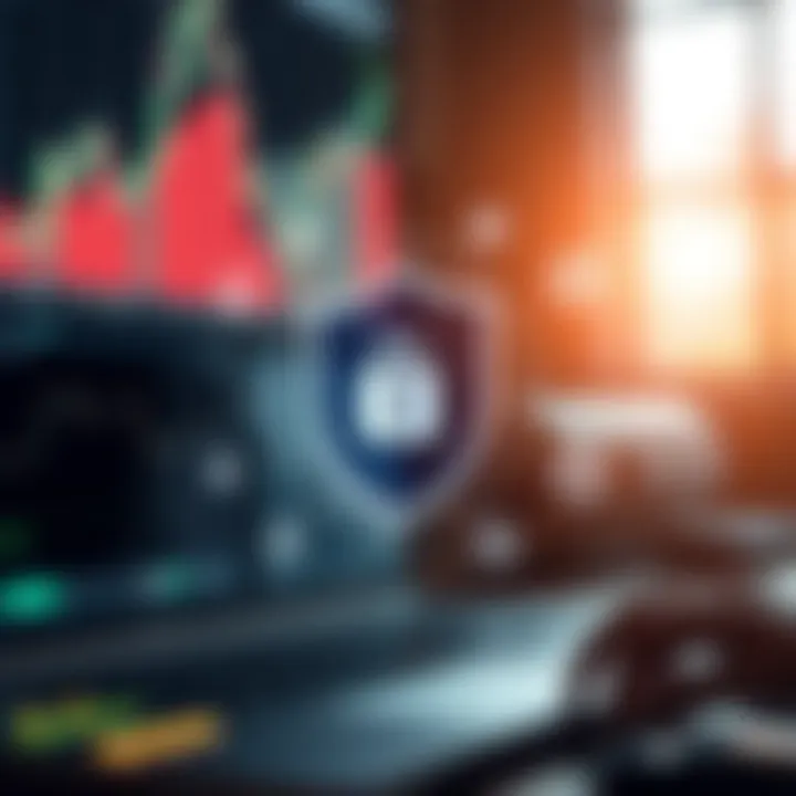 Secure and Regulated Binary Options Trading Environment Illustration of a secure online transaction with shield and digital currency symbols