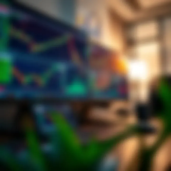 Forex trading platforms displayed on computer and mobile screens with charts and currency pairs