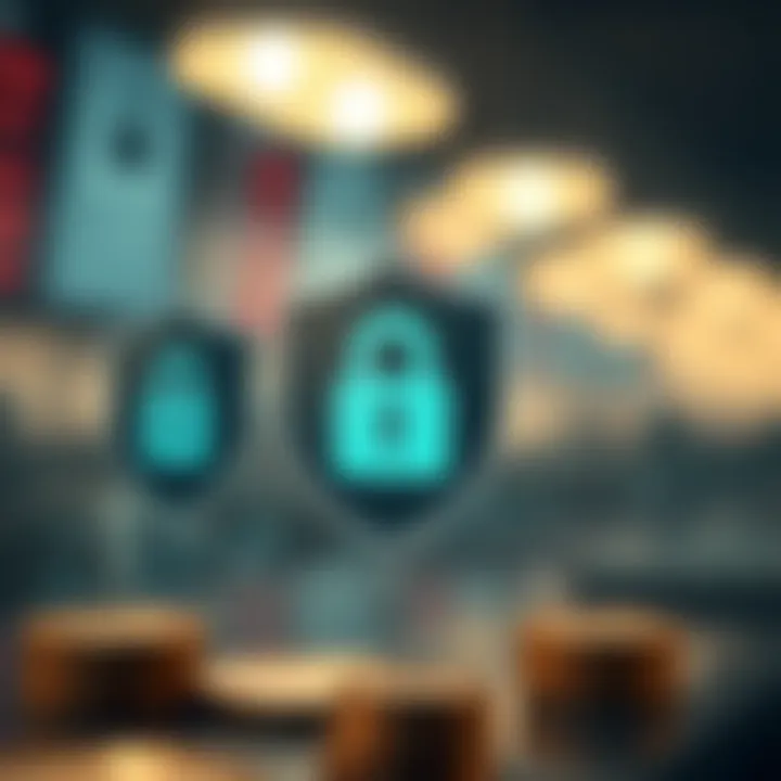 Graphic representation of security features such as encryption and two-factor authentication for crypto apps