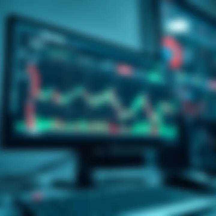 Digital forex trading graphs on computer screen illustrating market trends