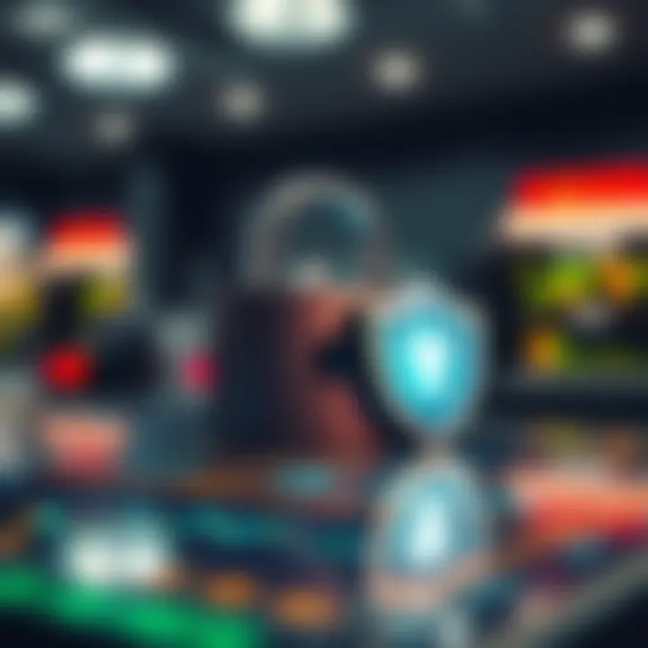 Lock and shield icons representing security features in a financial trading application