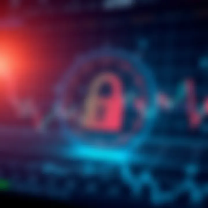 Illustration of secure online trading with digital padlock symbolizing data protection