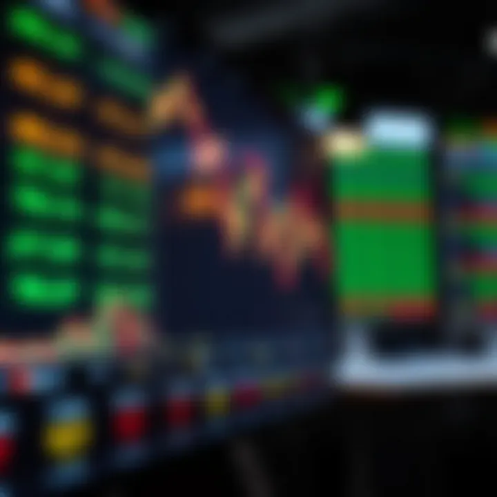 Currency exchange rates fluctuating on digital screen representing forex market activity