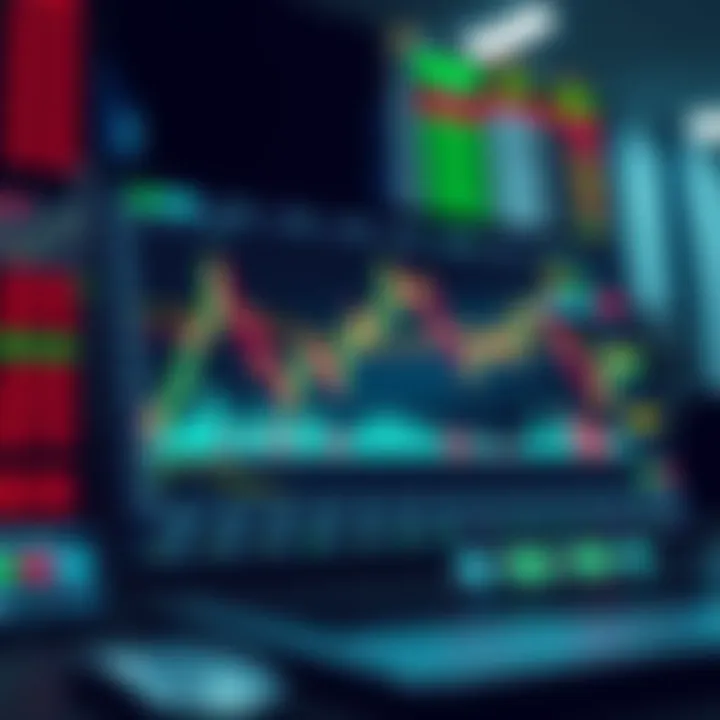 Illustration of digital trading platform with charts and market indicators