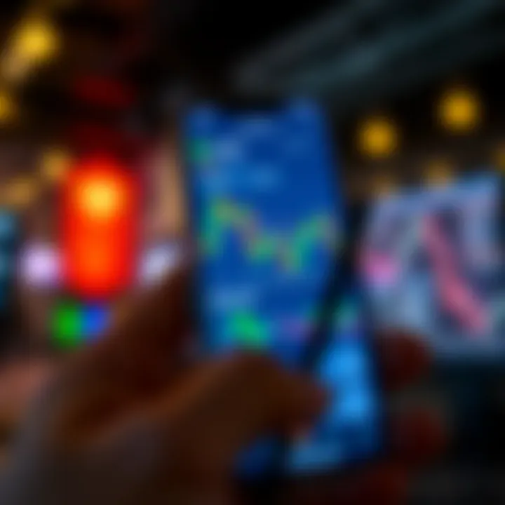Mobile phone showing a clean and intuitive trading app interface with charts and market data