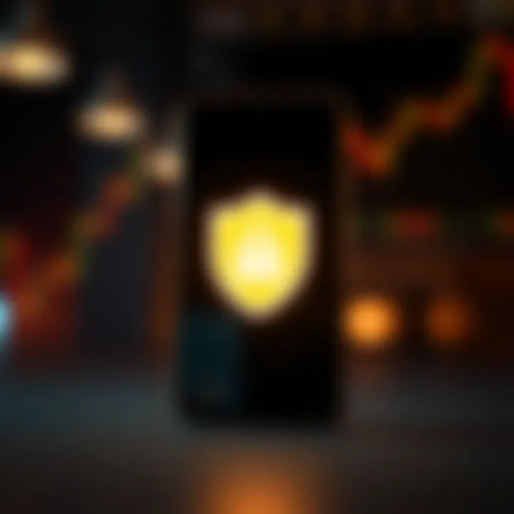 Illustration of a secure smartphone app download with shield icon representing safety and regulatory compliance