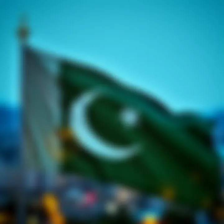 Pakistan's flag with digital currency icons and regulatory elements