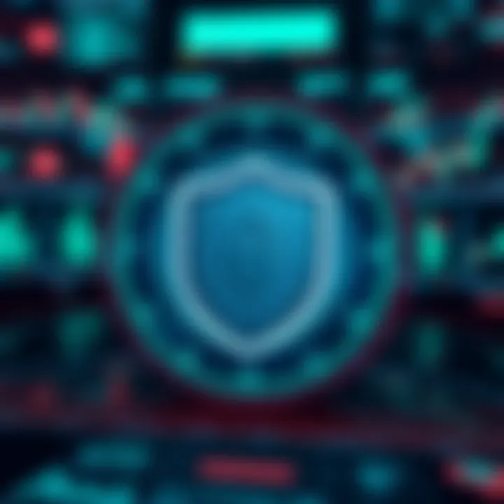 Secure digital interface with shield symbol representing protection in cryptocurrency trading apps