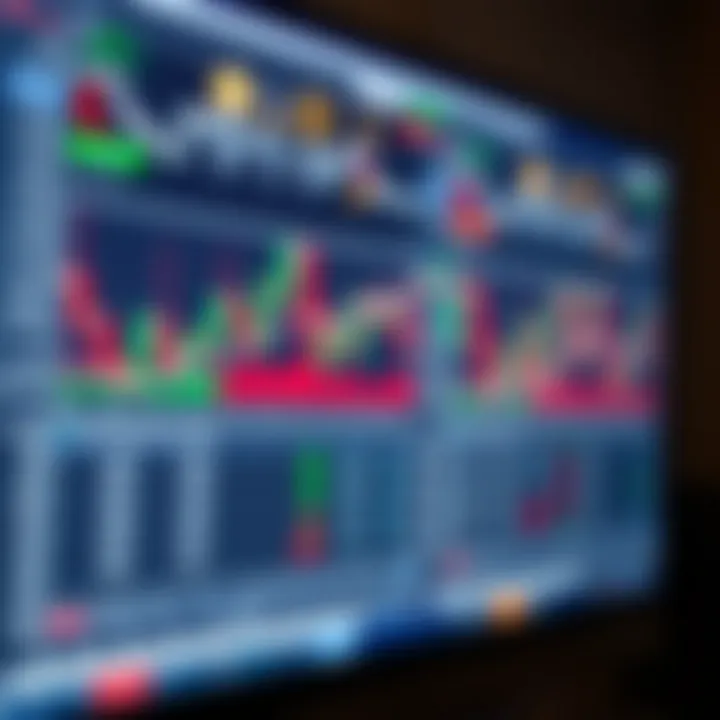 Computer screen displaying forex trading platform with charts and analytics