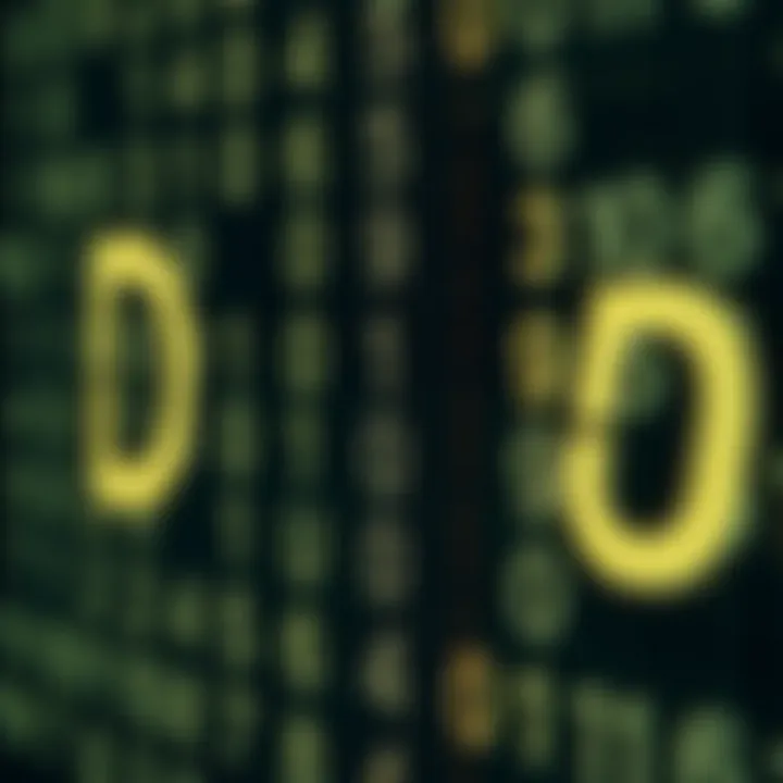 Diagram illustrating binary digits represented as zeros and ones forming digital data