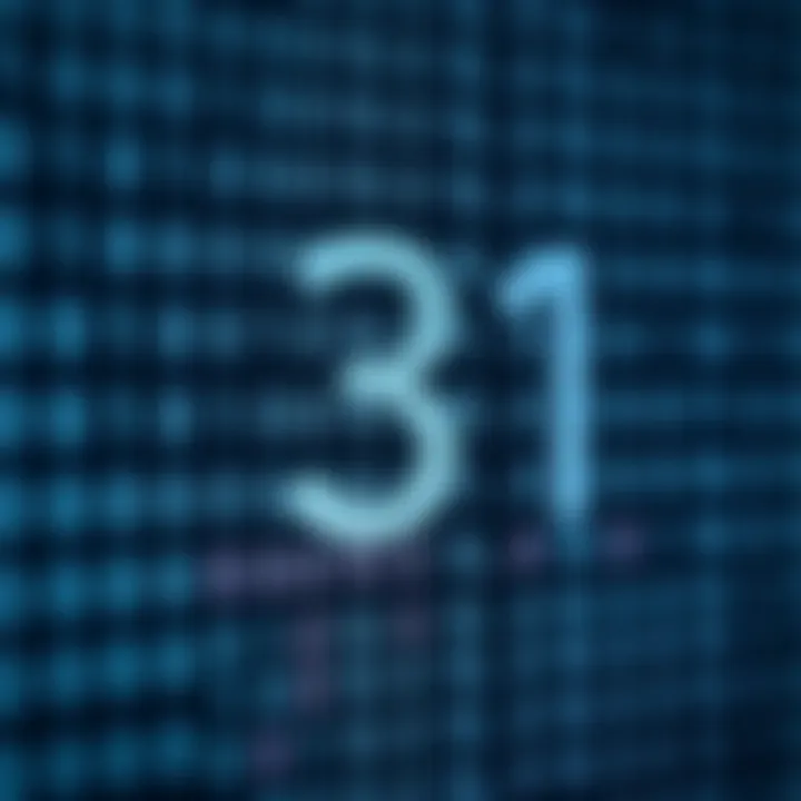 Diagram showing the binary representation of decimal thirty-one with ones and zeros aligned in columns