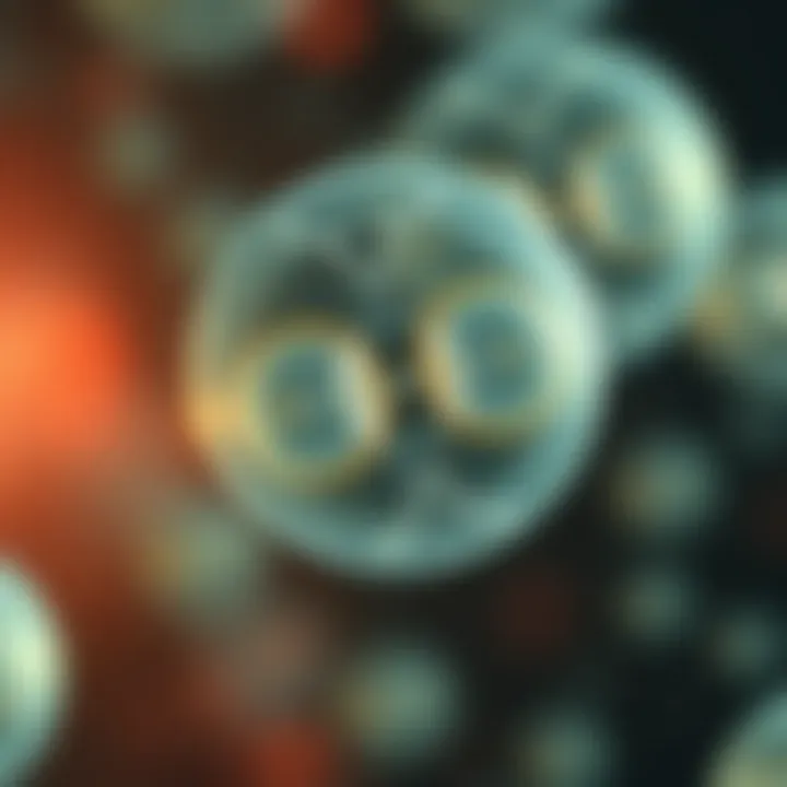 Diagram showing the stages of binary fission in a single-celled organism