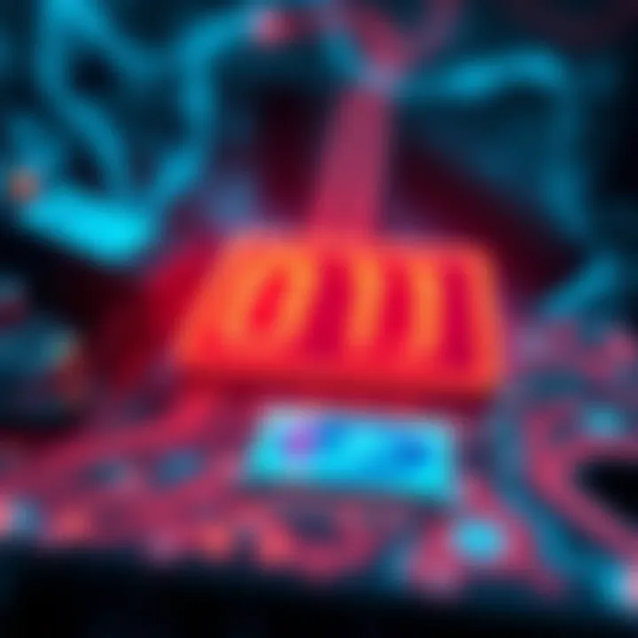 How Digital Devices Process Binary Data Visual representation of a digital device interpreting binary signals with circuit lines and data flow