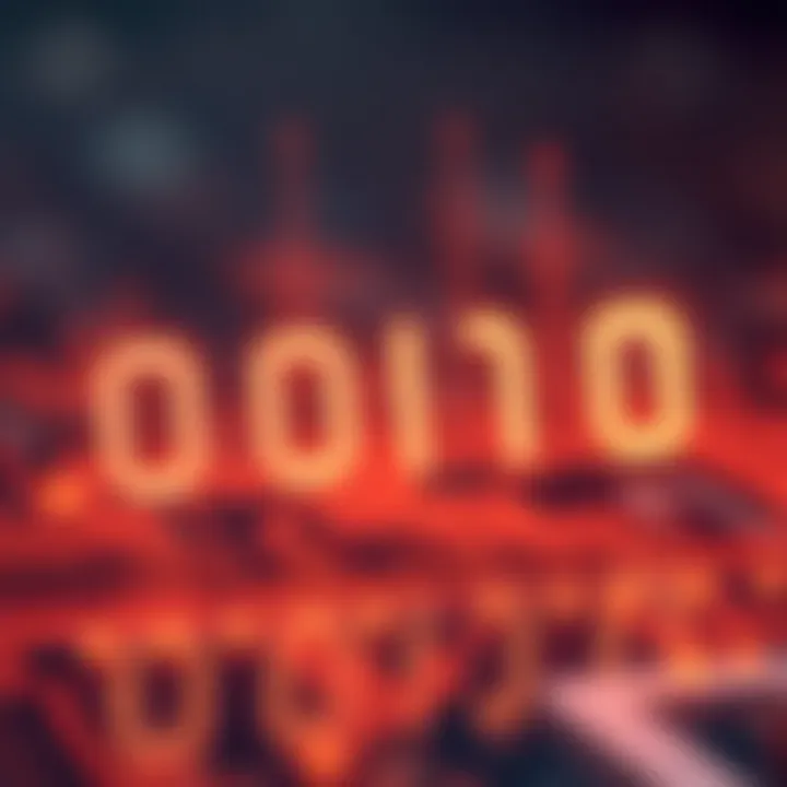 Diagram illustrating binary digits represented as on and off states with electronic signals