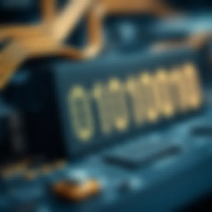 Visual representation showing binary code applied in computing hardware components