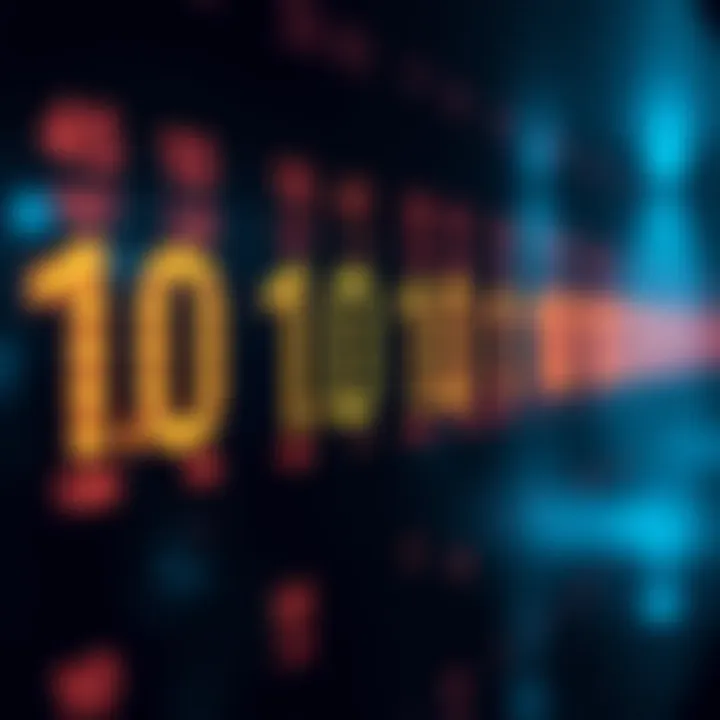 Diagram showing binary digits aligned with their corresponding decimal values in columns