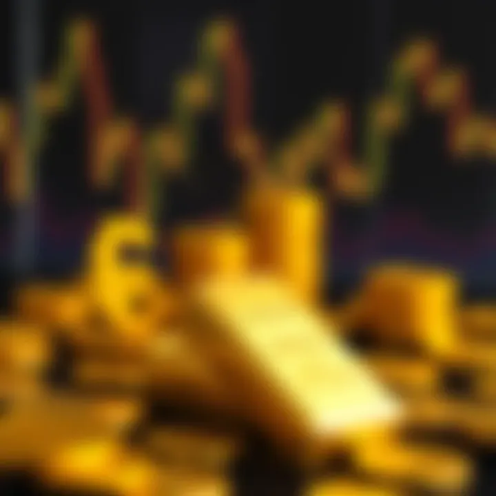 Gold bar and currency symbols representing forex trading dynamics
