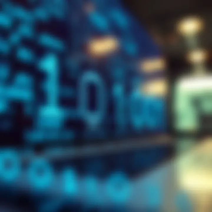 Binary Code Conversion into Computer Data Visual representation of binary code translating into computer data showcasing the base-2 numeric system