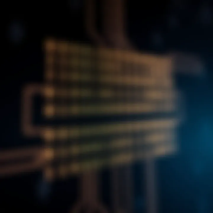 Diagram illustrating the structure of the binary number system with zeros and ones connected in a digital circuit layout