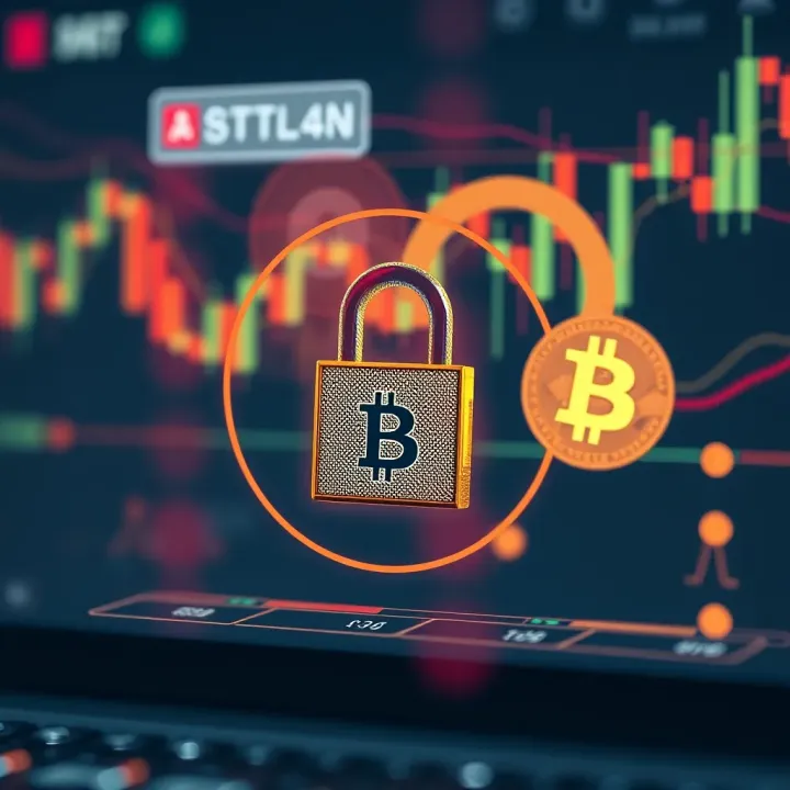 Visual representation of digital security including padlock and blockchain icons symbolizing secure crypto transactions