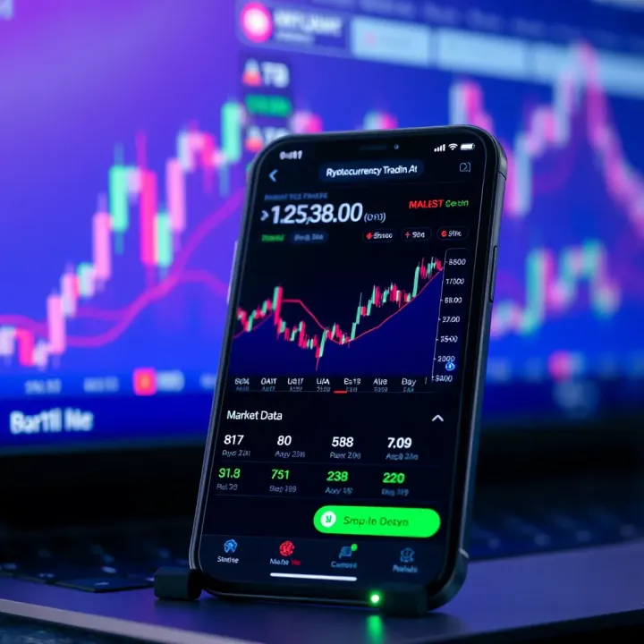 User interface of a cryptocurrency trading application showing market trends and portfolio overview