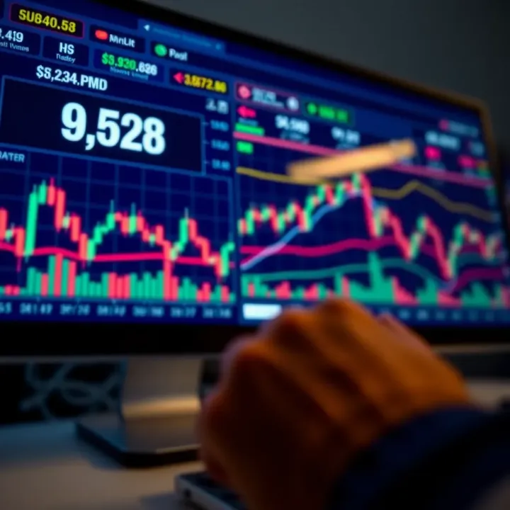 Digital interface displaying forex trading platform features with charts and currency pairs