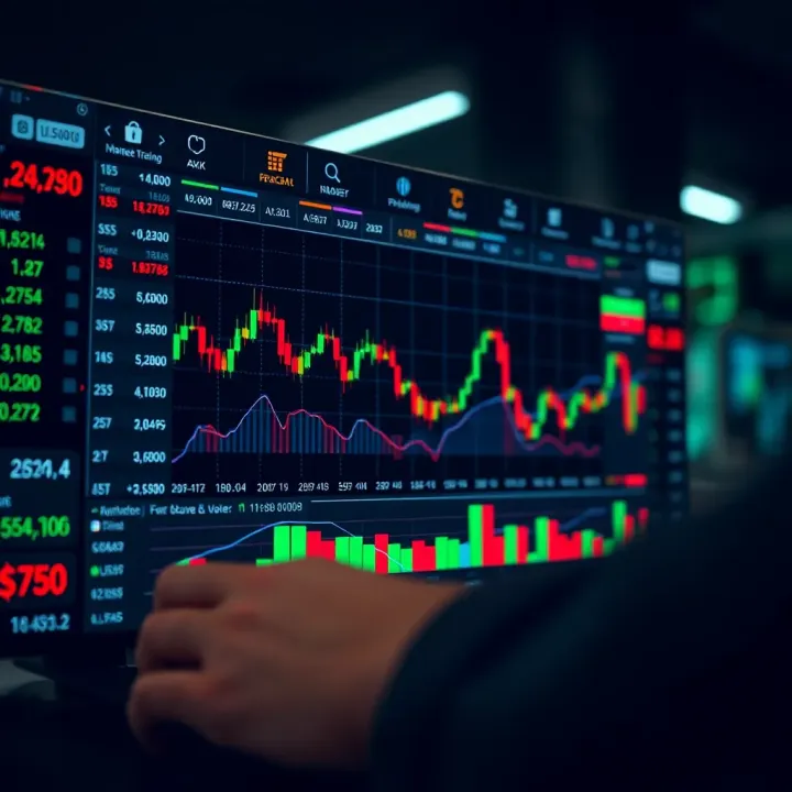 User interface of a secure online trading application showing market charts and investment options