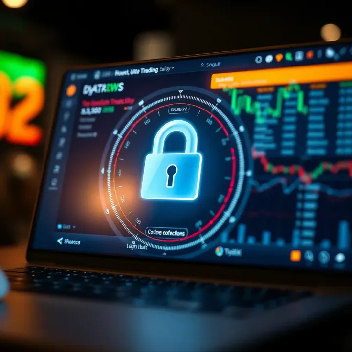 Secure login interface for an online trading application emphasizing data protection and user security