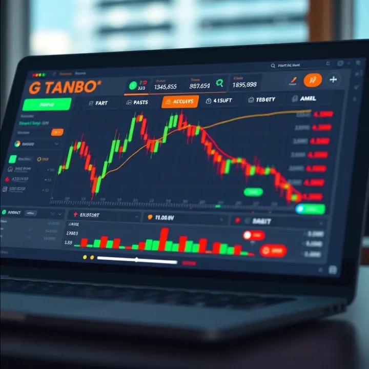 Conceptual graphic of a digital trading platform interface showing account setup features