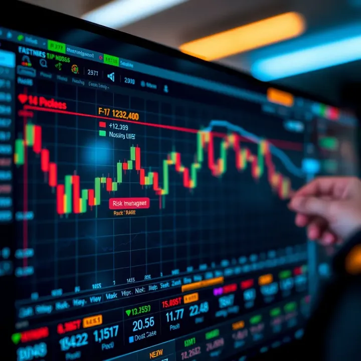 Graph showing risk management and market analysis tools used by forex traders