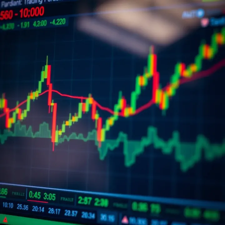Forex market chart displaying currency pair trends with technical indicators