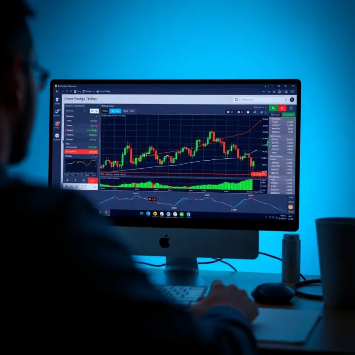 Illustration of a computer screen showing a user-friendly forex platform interface with multiple trading instruments
