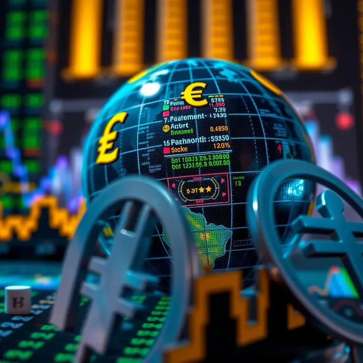 Currency symbols representing global forex trading markets