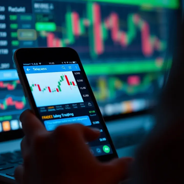 Telegram app interface showing a forex trading group chat with market charts and currency exchange discussions