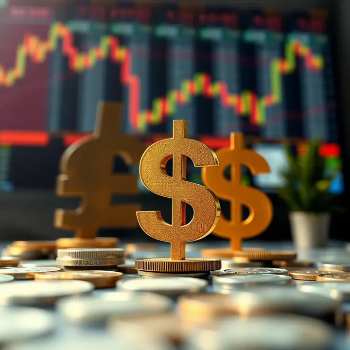 Currency exchange symbols representing the forex market in Pakistan