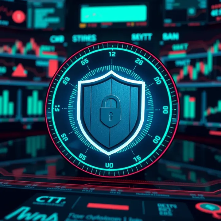 Security Features for Cryptocurrency Trading Platforms Secure digital interface with shield symbol representing protection in cryptocurrency trading apps