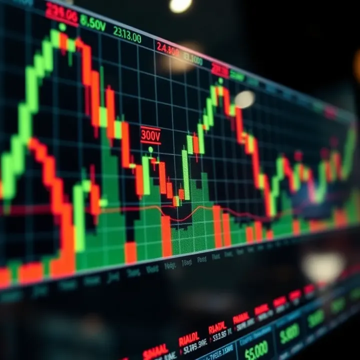 Financial chart with Islamic symbols overlay showcasing halal and shariah-compliant trading