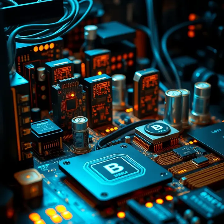Key Components of Binary Computers Highlighting Core Digital Elements Visual representation of key components in a binary computer including circuits and processors