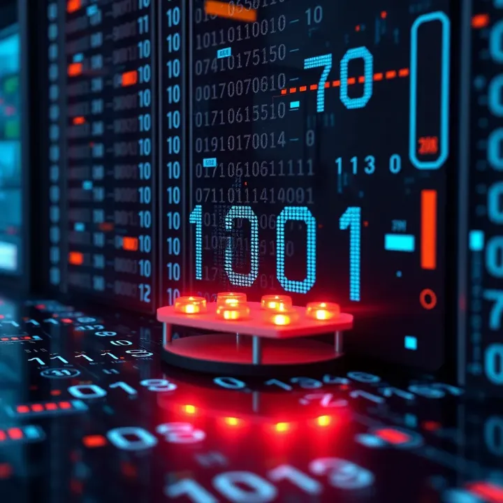 Visual representation of binary arithmetic operations with data storage elements