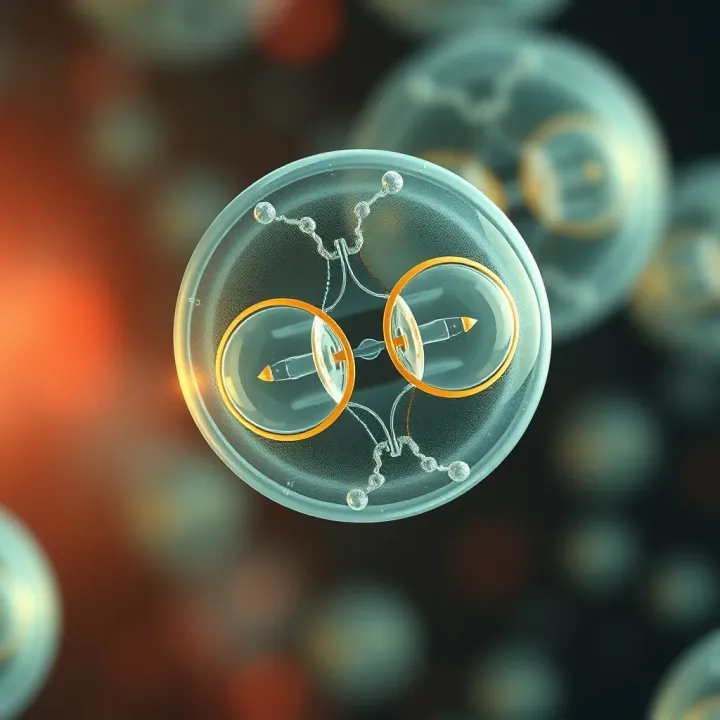 Diagram showing the stages of binary fission in a single-celled organism