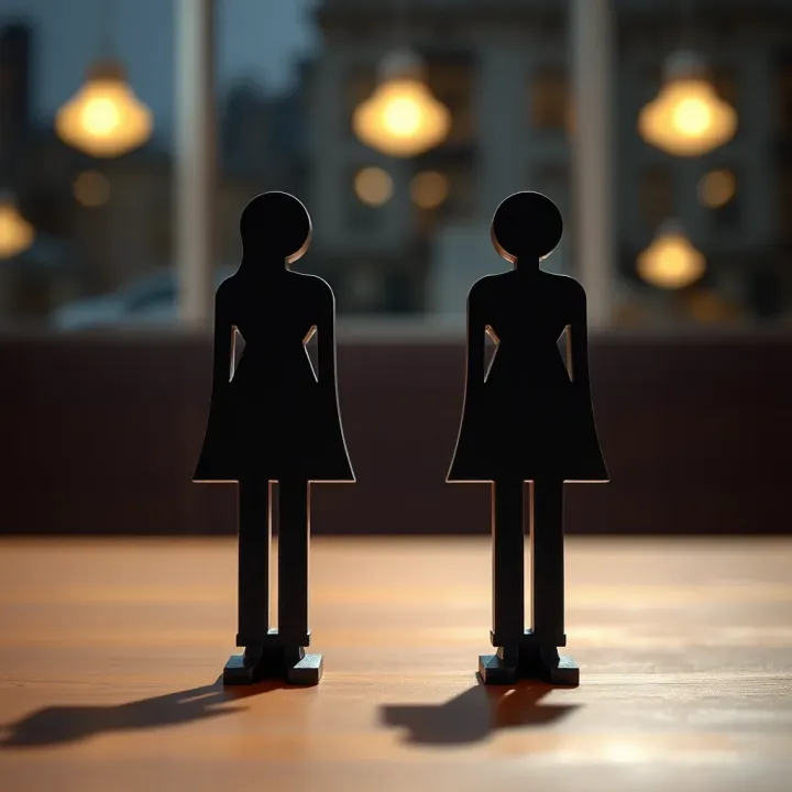 Conceptual illustration showing traditional binary gender symbols representing masculine and feminine