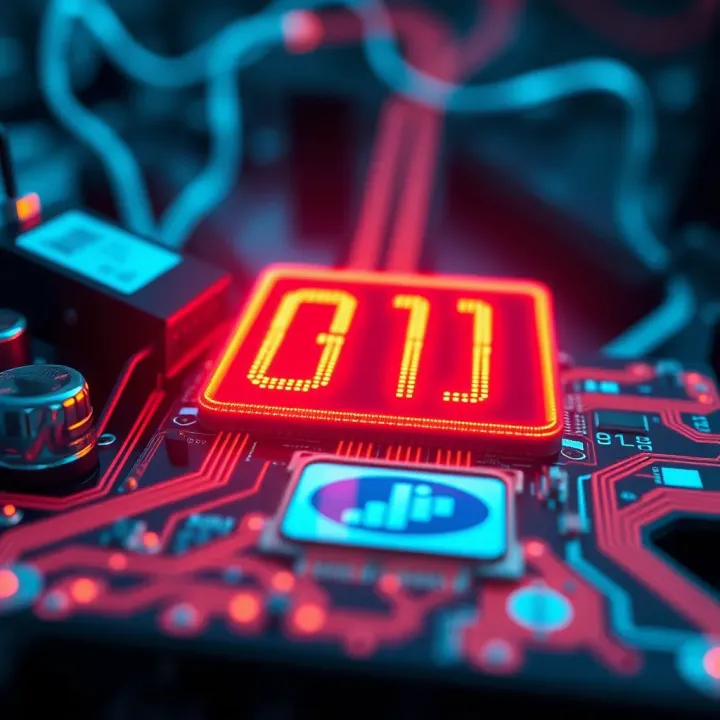 How Digital Devices Process Binary Data Visual representation of a digital device interpreting binary signals with circuit lines and data flow