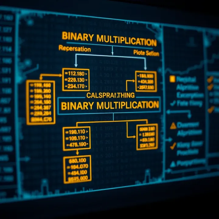 Overview of Binary Multiplication Algorithms in Computing Flowchart displaying common algorithms used in binary multiplication within digital systems