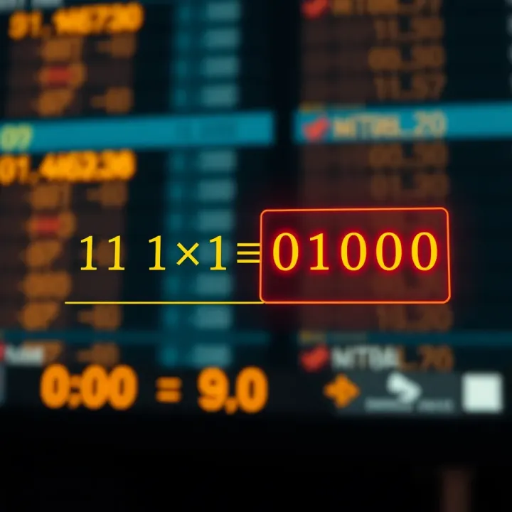Illustrated Binary Multiplication Example Visual explanation of multiplying two binary numbers with highlighted intermediate results