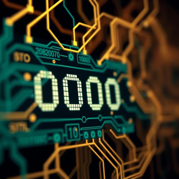 Diagram showing binary digits and their place values in a digital circuit
